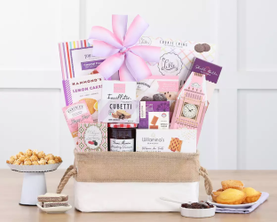 Gift basket with snacks and products for her