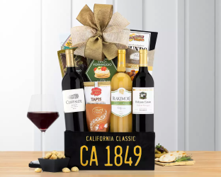 Wine gift set with bottles and snacks