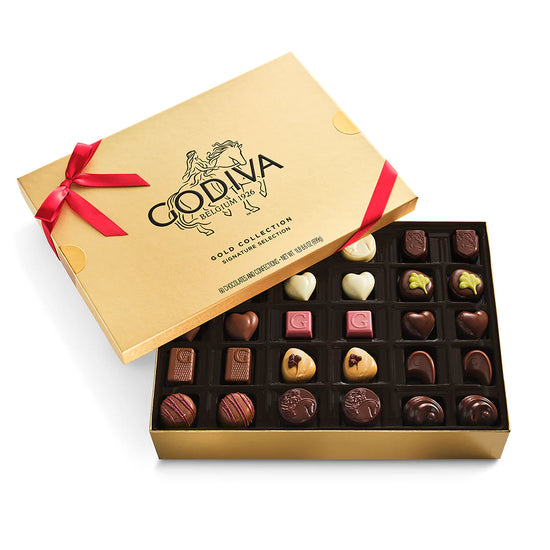 Godiva Assorted Gold Gift Box 60PC Red Ribbon Godiva Assorted Gold Gift Box 60PC Red Ribbon