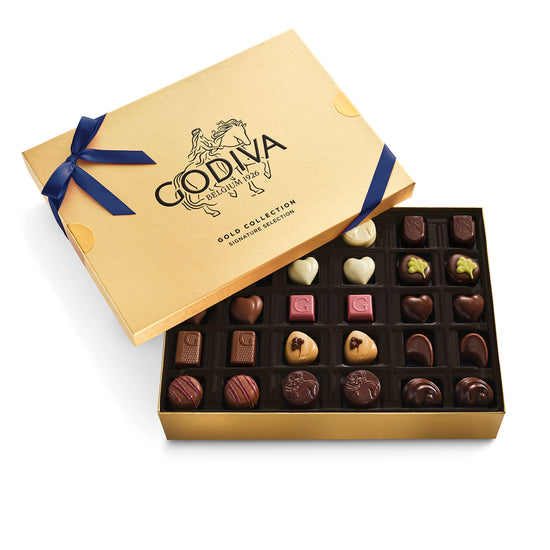 Godiva Gold Ballotin Gift Box 30PC Blue Ribbon Godiva Gold Ballotin Gift Box 30PC Blue Ribbon