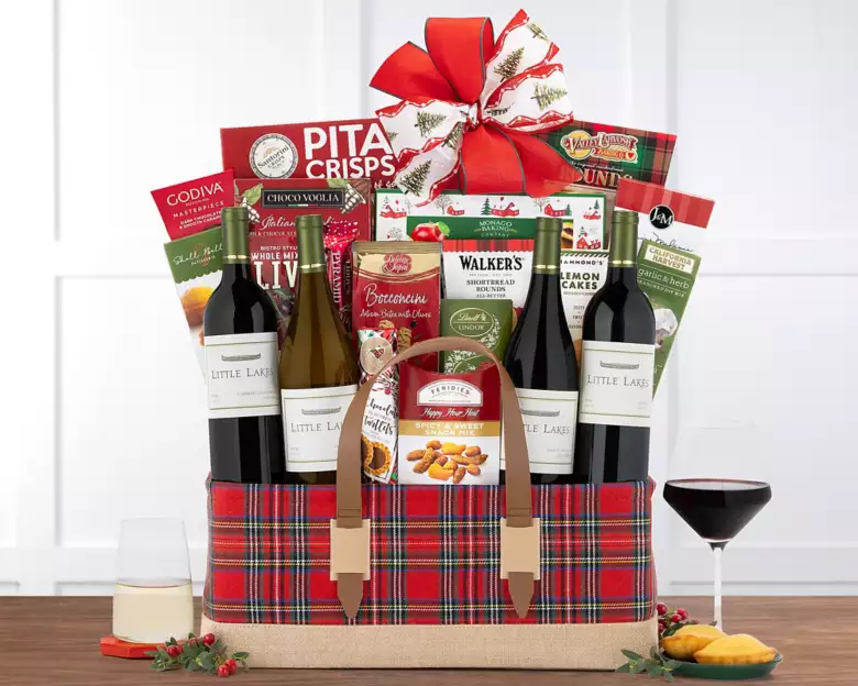 Holiday wine gift basket