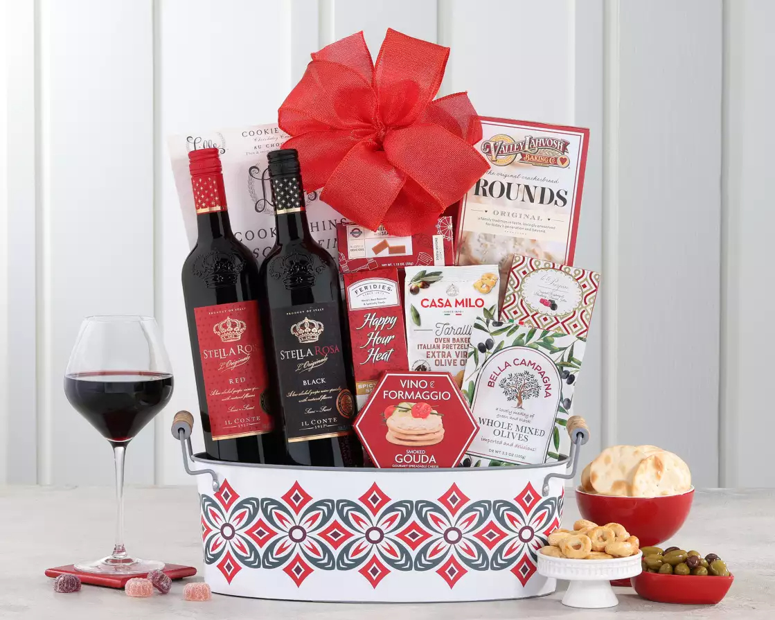 Wine and cheese gift basket