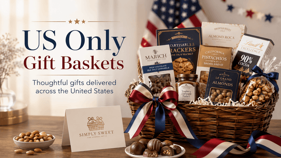 US-only gourmet gift basket display