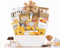 Godiva Gift basket with various snacks and chocolates 