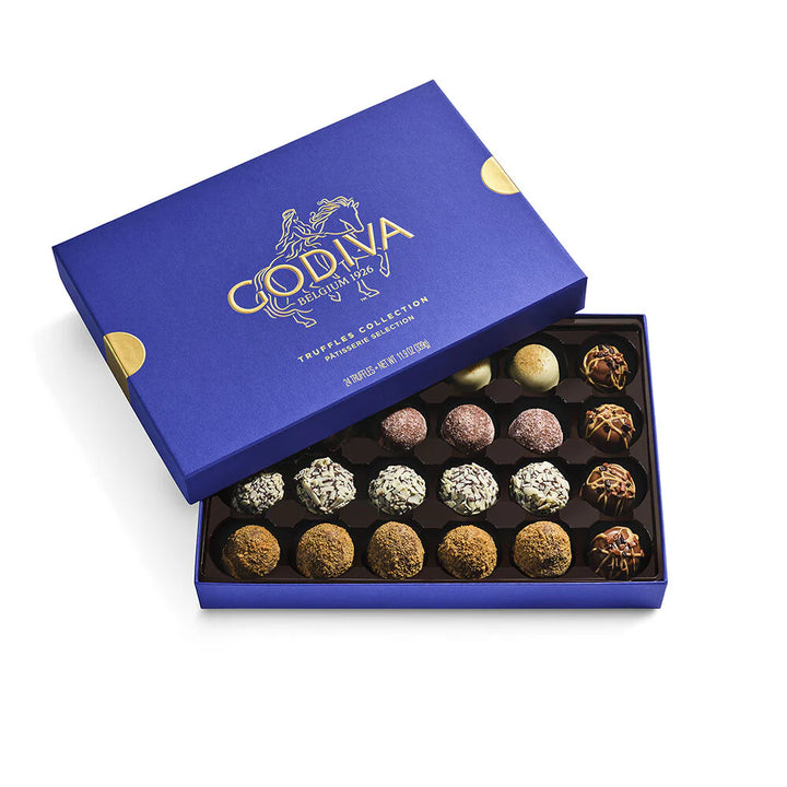 Godiva dessert truffles in blue box 