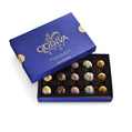 Godiva dessert truffles chocolate truffles in an open blue box 