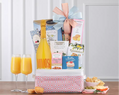 Gift basket with Mimosa cocktails and snacks
