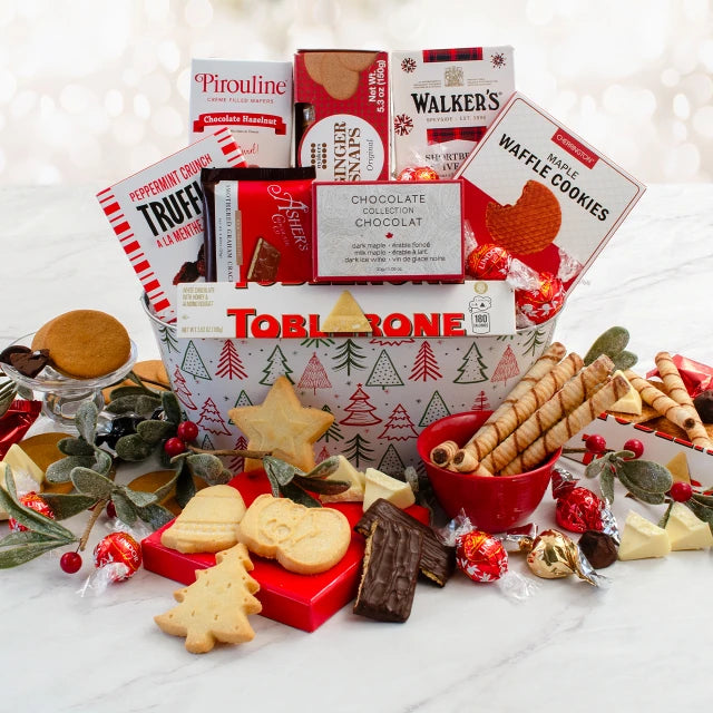 Holiday gift basket of treats