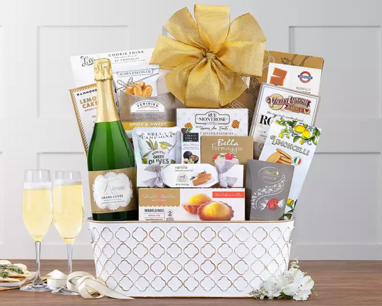 Refined champagne gift basket