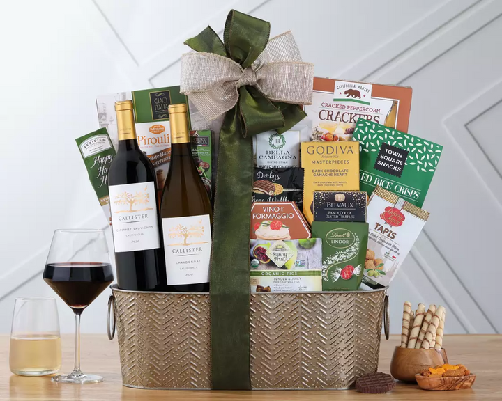 Wine gourmet gift basket 